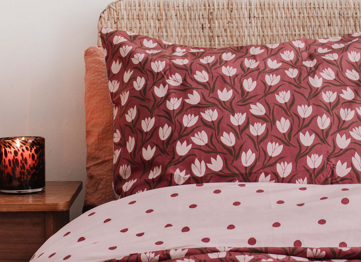 Kijkgat Onleesbaar type Covers&Co dekbedovertrek Tulip Mania red - Morpheus
